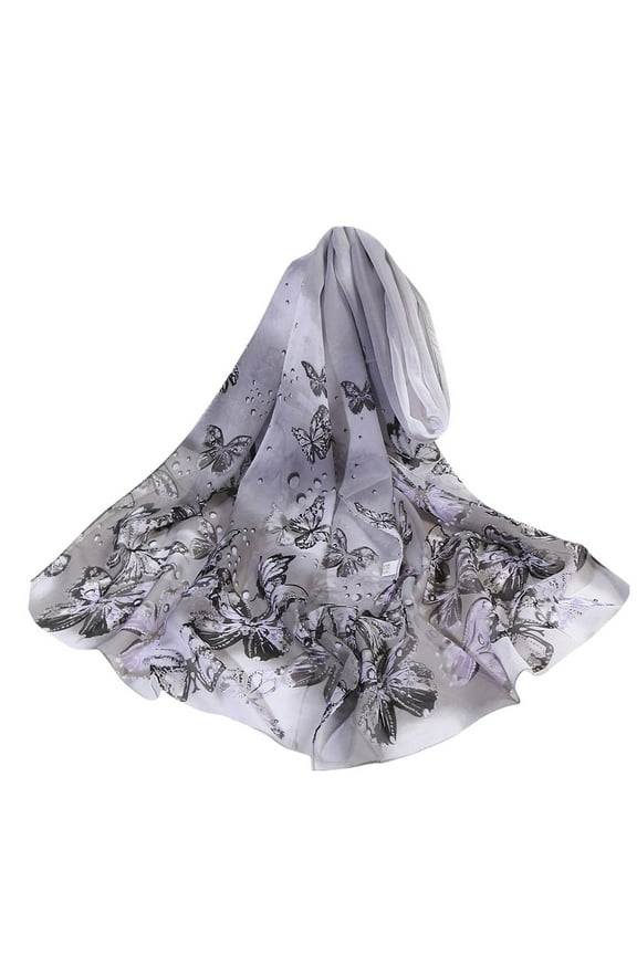 Silk Shawl Chiffon Infinity Wrap Scarf For Women Long Silk Scarf For Women Lightweight Silk Scarf Woven Silk Scarf Belt Gray One Size