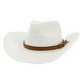 thumbnail image 1 of Chuancc Straw Hats For Women Sombrero Vaquero Para Hombre Youth Cowboy Hat Cowgirl Hats Women Straw Cowboy Hat Men Western Hats For Women Straw Hat Felt Cowboy Hat White One Size, 1 of 2