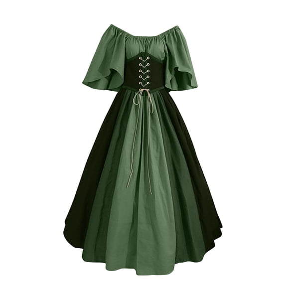 Chuancc Summer Dresses For Women 2025 Vintage Dress Short Sleeve Short Sleeve Wedding Guest Dress Renaissance Dress Women Medieval Renaissance Dress For Women With Corset Green M