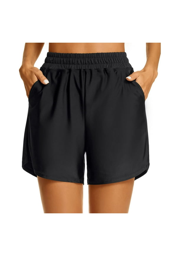 Swimming Trunks For Women Water Shorts For Woman High Waisted Swim Shorts Tummy Control Swim Shorts Womens Swim Shorts Black L Clearance！