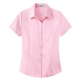 thumbnail image 1 of Chuancc T Shirts For Women Womens Fitted Tshirt Fitted Button Up Shirt Women Cotton Blouses For Women Short Sleeve Button Up Shirts For Women Tshirts Shirts For Women Tight Shirts For Women Pink M, 1 of 2