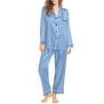thumbnail image 1 of Chuancc Travel Outfits For Women 2 Piece Sets 2 Piece Sets For Women 2 Piece Sets For Women Fall Crew Neck Short Sleeve Tops Wide Leg Pants Set Long Sleeve Pajamas For Women Two Piece Summer Set M, 1 of 5