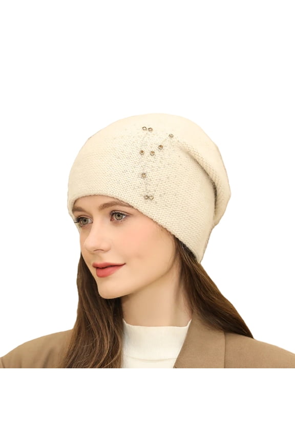 Trendy Ribbed Chunky Beanie - Unisex Winter Warm Cable Knit Stretch Slouch Hat Beige One Size