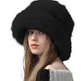 thumbnail image 1 of Chuancc Unisex Fuzzy Bucket Hat - Winter Warm Sherpa Fisherman Cap Packable for Travel & Outdoor Black A, 1 of 5
