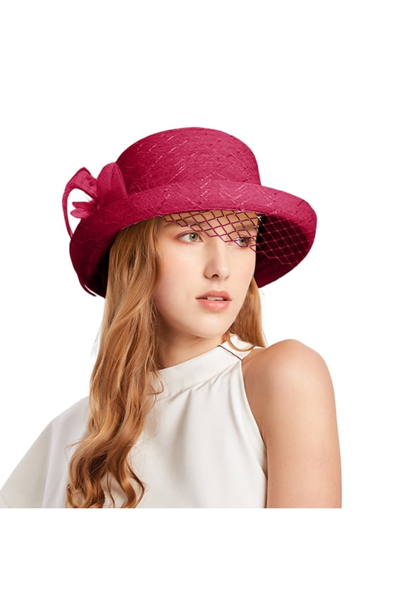 Wedding Hats For Women Elegant Church Hats For Women 2025 Elegant Spring/Fall Ladies Church Hats Fascinator For Women Tea Party Hats For Women Fascinators Hats For Women Wine One Size