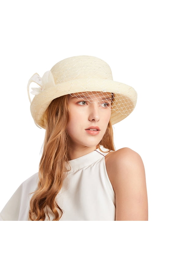 Wedding Hats For Women Elegant Church Hats For Women 2025 Elegant Spring/Fall Ladies Church Hats Fascinator For Women Tea Party Hats For Women Fascinators Hats For Women Beige One Size