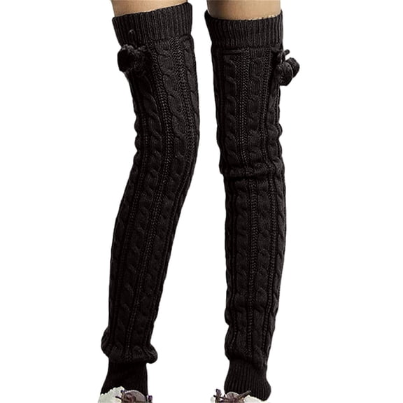 Chuancc Winter Leg Warmers Thigh High Socks Over Knee Footless Socks Knitted Long Boot Cuffs Topper Socks for Women Dark Gray One Size