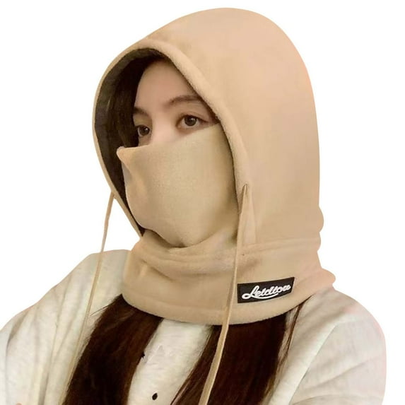 Chuancc Winter Outdoor Warm Mask Beanie - Cozy Full Face Protection Fleece Hat Light yellow One Size