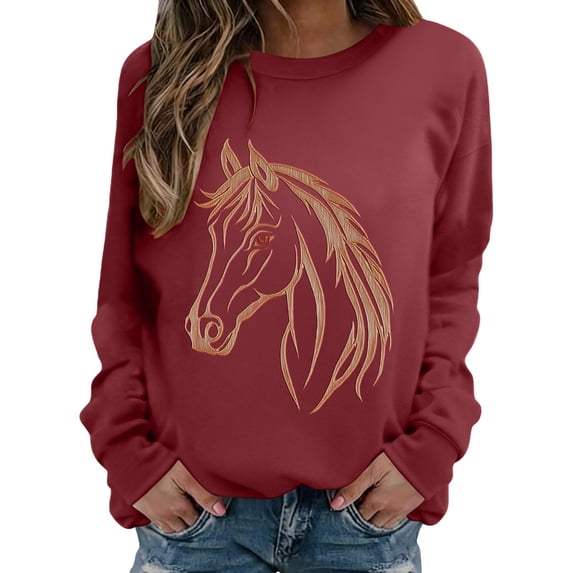 Chuancc Winter Sweatshirt for Women Womens Crewneck Women Fall Clothes Long Sleeve Sweaters for Women Cozy Tops for Women Cropped Sweatshirts for Women Casual Long Sleeve Tops for Women Wine L