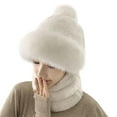 thumbnail image 1 of Chuancc Winter Warm Knitted Ski Scarf&Mask Set,Beanie Hat for Women Face Cover for Cold Weather Balaclava Cold Weather Fleece Windproof Ski Face Winter Hat With Face Cover White One Size, 1 of 4