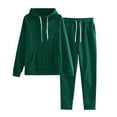 thumbnail image 1 of Chuancc Women Fall 2 Piece Lounge Outfit Long Sleeve Tops High Waisted Jogger Pants Set Spring Travel Clothes Tracksuit Green L, 1 of 9