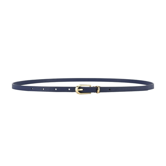 Chuancc Women Skinny Leather Belt Thin Waist Belt for Women Jeans Dress Fashion Ladies Belt with Buckle Navy One Size