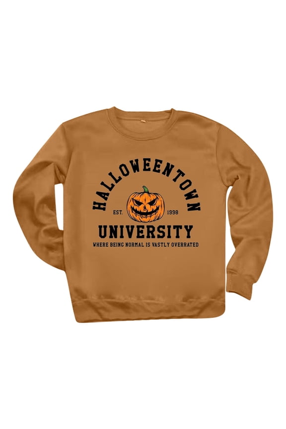 Women Vintage Halloween Pumpkin Ghost Print Sweater Fall Sweatshirt Skeleton Sweatshirt Women Sweatshirts Crewneck Sweatshirts Women Halloween Sweatshirts For Women Brown 3XL