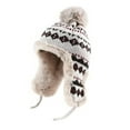 thumbnail image 1 of Chuancc Women Winter Cover Ears Beanie Hat Ear Flaps Sherpa Ski Snow Hats Knit Fleece Lined Pom Pom Beige One Size, 1 of 9