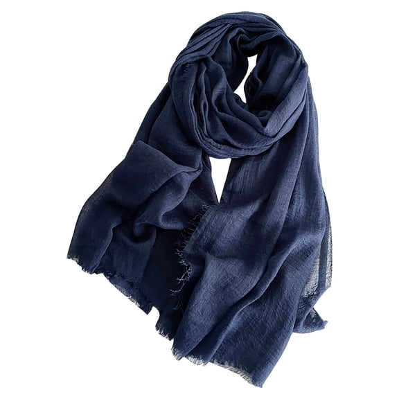 Chuancc Women's Cotton Scarves Lady Light Soft Fashion Solid Scarf Wrap Shawl Navy One Size