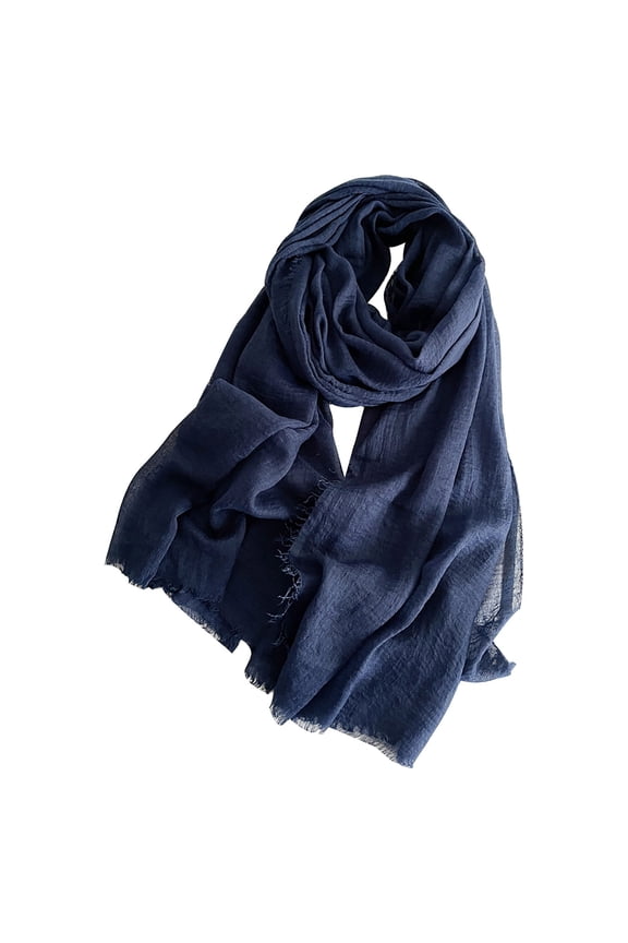 Women's Cotton Scarves Lady Light Soft Fashion Solid Scarf Wrap Shawl Navy One Size