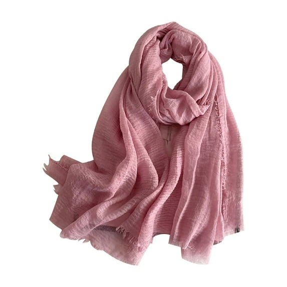 Chuancc Women's Cotton Scarves Lady Light Soft Fashion Solid Scarf Wrap Shawl Pink One Size