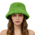thumbnail image 1 of Chuancc Women's Faux Fur Bucket Hat - Winter Warm Plush Fisherman Cap for Cold Days Green One Size, 1 of 7
