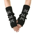 thumbnail image 1 of Chuancc Women's Long Fingerless Gloves - Warm Windproof Y2k Bow Knit Arm Sleeves Fashion Stretch Gloves Black One Size, 1 of 3