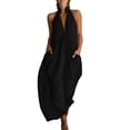 thumbnail image 1 of Chuancc Women's Overalls Jumpsuit Summer 2026 Casual Work Sleeveless Loose Wide Leg Jumpsuits Romper Black L, 1 of 5