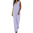thumbnail image 1 of Chuancc Women's Summer 2 Piece Outfits Set Round neck Sleeveless Tank Crop Top Wide Leg pants Set Light Violet M, 1 of 8