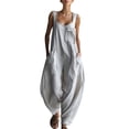thumbnail image 1 of Chuancc Women's Summer Jumpsuits Boho Wide Leg Overalls Casual Loose Rompers with Pockets 2026 White XL, 1 of 6