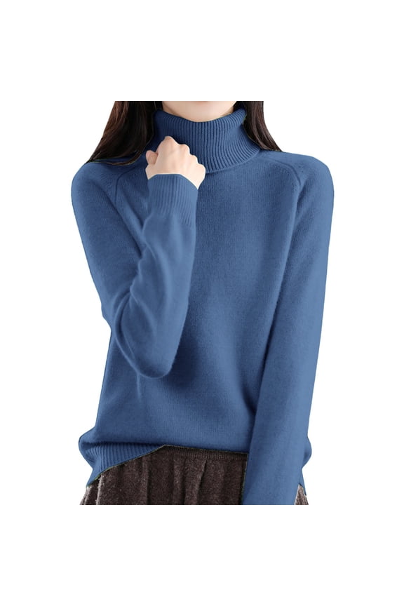 Women's Turtleneck Sweater,Chunky Fall Winter Top 2026 Long Sleeve Workout Tops Long Sleeve Base Layer Fall Fashion Tight Tops Fitted Long Sleeve Shirt Women A-Navy 2XL