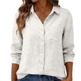 thumbnail image 1 of Chuancc Womens Button Down Shirt Linen Button Up Shirts for Women Long Sleeve Summer Shirt Collared Blouse Linen Tops White XL, 1 of 4