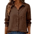 thumbnail image 1 of Chuancc Womens Button Down Shirts Cotton Linen Long Sleeve Dress Shirts Casual Summer Tops Work Blouses Coffee M, 1 of 4