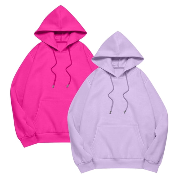Chuancc Womens Fashion Fall Sweatshirt Cute Hoodies Fall Outfits For Women 2025 Trendy Crewneck Sweatshirts Women 2025 Fall Trendy Long Sleeve Solid Color Hoodies Watermelon Red 2XL
