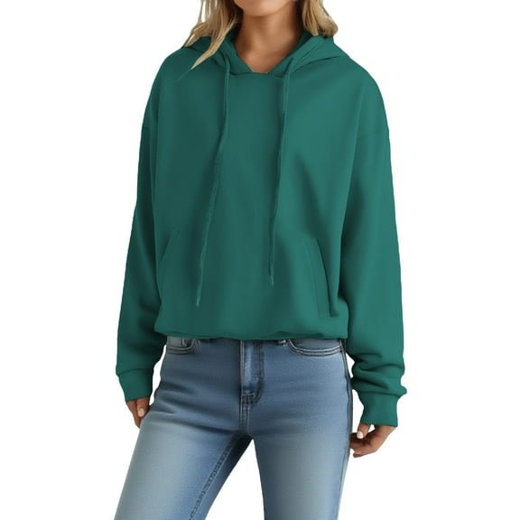 Chuancc Womens Fashion Solid Sweatshirt Fall Sweatshirt Fall Outfits For Women 2025 Trendy Solid Color Hoodies Fall Outfits For Women 2025 Women'S Clothing Blackish Green L