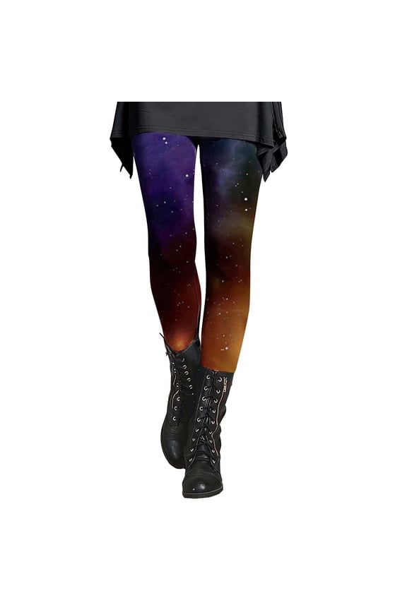 Womens High Waisted Yoga Pants,Soft Opaque Slim Tummy Control Printed Pants Resistance Leggings High Waisted Novelty Holiday Print Leggings for Women Orange M