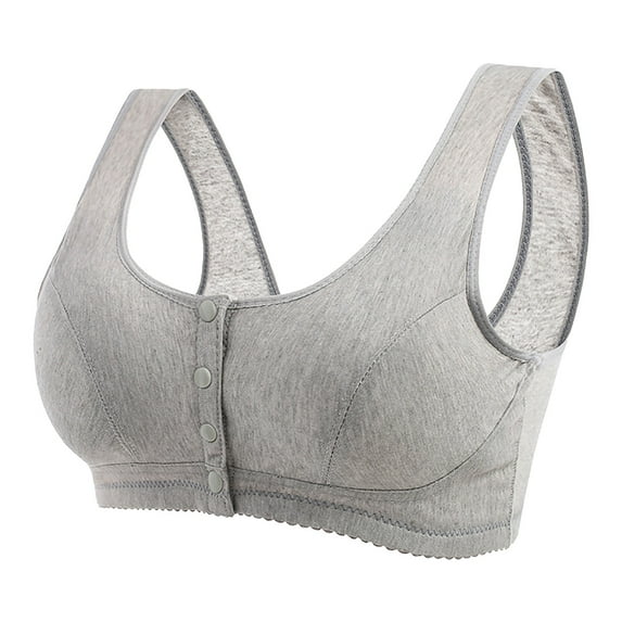 Chuancc Womens Underwear,Front Buckle Ride Large Size Vest Type Sleep Elastic Side Side Breast Underwear Female Cotton Cotton Bra Front Button Bra Bra for Women Grey 38