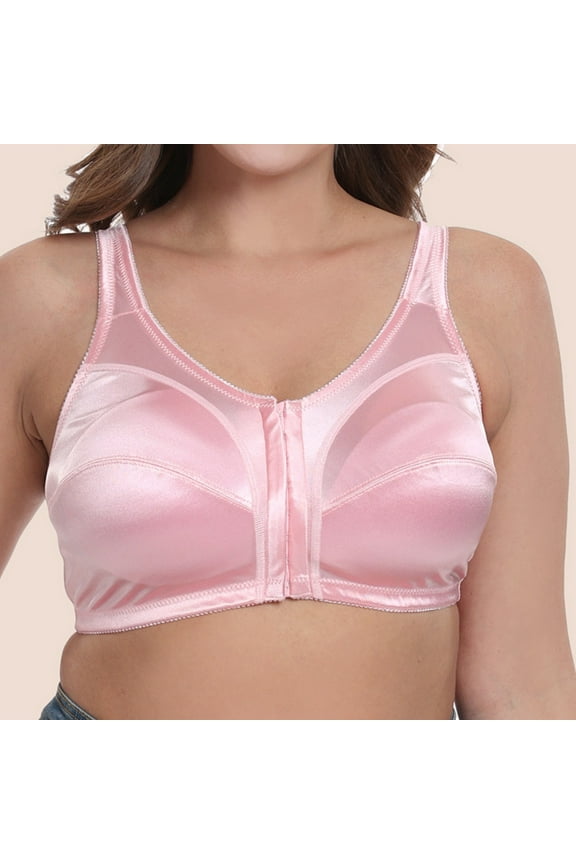 Womens Underwear,Gathering Non Marking Adjustable Full Cup Fixed Double Straps Front Buckle Large Size Bra without Ring Sexy Underwear for Women Bra for Women Red 46D