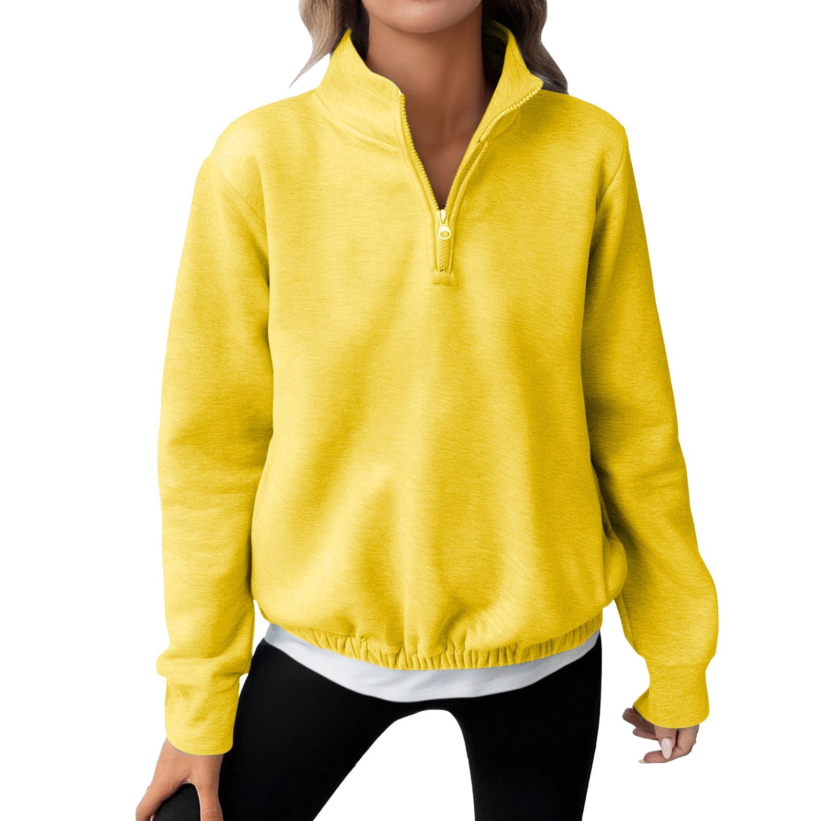 Women's Super Loose Zip High Neck Split Sweaters main image 1