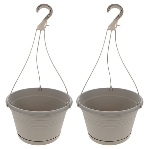STOBOK Grey Plastic Hanging Flower Pot for Indoor and Outdoor Use Perfect for Home Office Garden 2pcs