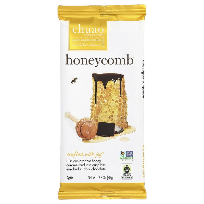 Chuao Chocolatier, Dark Chocolate Bar, Honeycomb, 2.8 oz Pack of 3