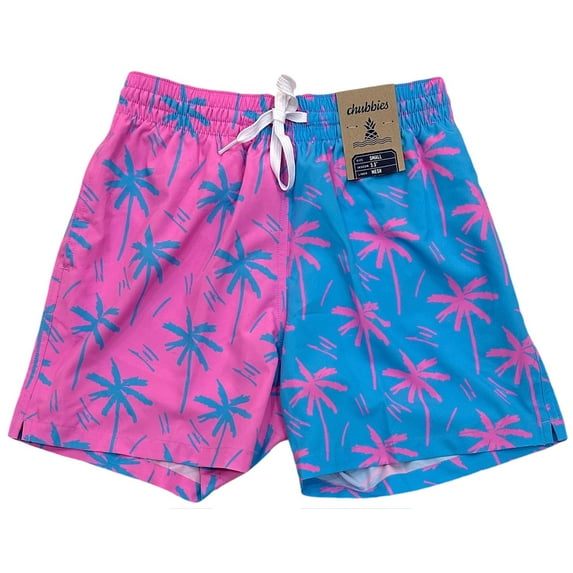 Chubbies Men's Classic Swim Trunks 5.5" The Prince of Prints Lined Boardshorts (Small, Blue/Pink)