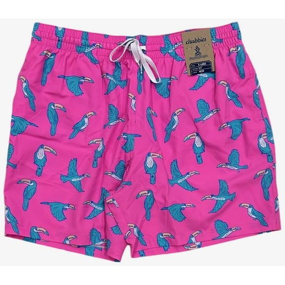 Chubbies Men's Classic Swim Trunks 5.5" The Toucan Do Its Mesh Lined Boardshorts (XX-Large, Pink Birds)
