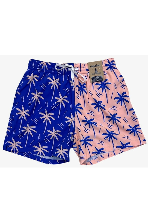 Men's Classic Swim Trunks 5.5" The Weekend Kings Lined Boardshorts (X-Large, Blue/Pink Palms)