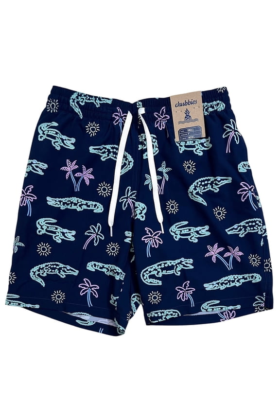 Men's Classic Swim Trunks 7" The Neon Glades Mesh Lined Boardshorts (X-Large, Blue)