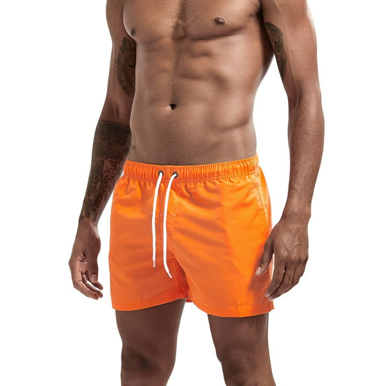 Chubbies Shorts for Men Swim Trunks Boys 8 10 Long Swim Trunks MenMen s Solid Color Three Part Beach Pants Straight Tube Loose Sports Shorts Orange M Walmart