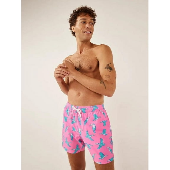 Chubbies Men's Classic Swim Trunks 5.5" The Toucan Do Its Mesh Lined Boardshorts (Medium, Pink)