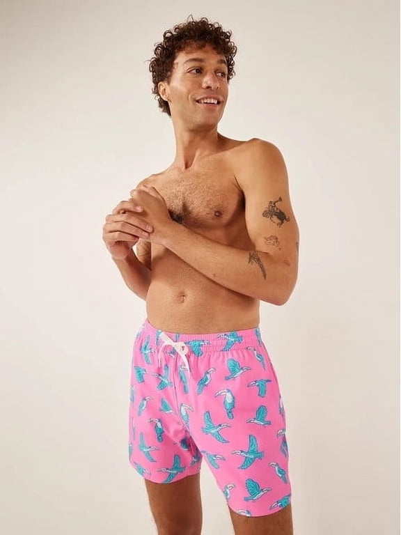 Men's Classic Swim Trunks 5.5" The Toucan Do Its Mesh Lined Boardshorts (Pink)