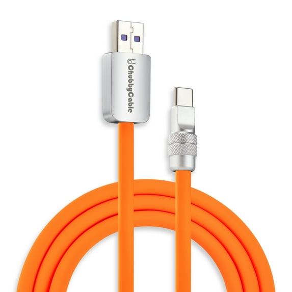 Chubby Cable 2.0 Fast Charging Cable 240W Silicone USB A to USB C Cord Charge & Data Sync, Orange, 3.3FT