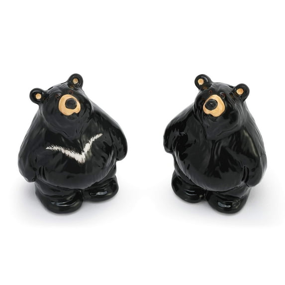 Chubby Bear Midnight Black 2 x 2 Glossy Ceramic Salt and Pepper Shaker Set