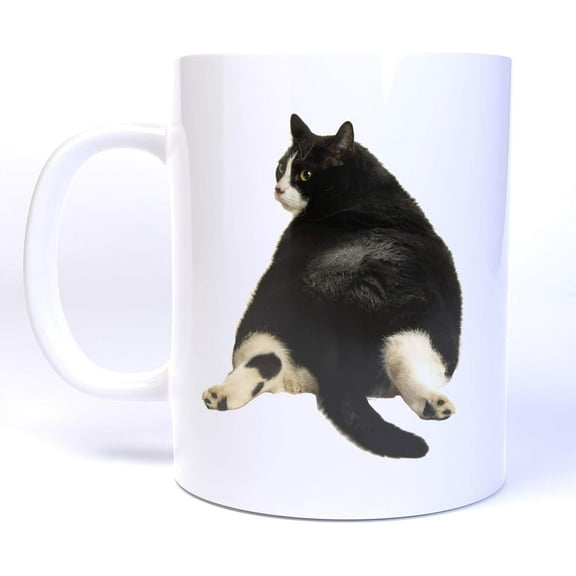 Chubby Black and White Cat's Butt - 11 Ounce Ceramic Coffee Mug Teacup,Printed contracted coffee cup mugs, funny mugs coffee cup milk cup gift