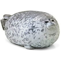 Chubby Blob Seal Plush Pillow, Cute Stuffed Animal Seal Plushie Toy, Cotton Plushy Ocean Gray 16 Inch