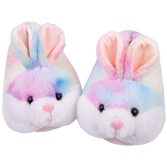 Chubby Bunny Slippers for Women,Classic Cozy Animal Adult Slippers,Cute Rabbit Plush Bedroom House Slippers for Birthday(Colorful,7-8)