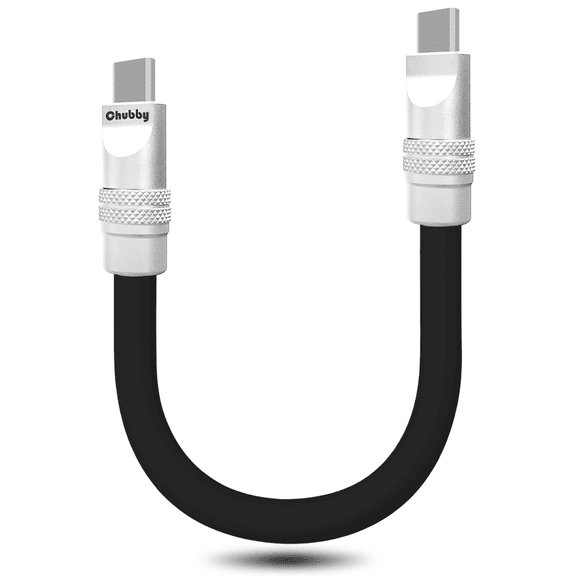 Chubby Cable Cute Chubby 240W Fast Charging Cable Soft Silicone Short Type C to Type C Charge Cord Compatible with Power Bank, Black, 10inch